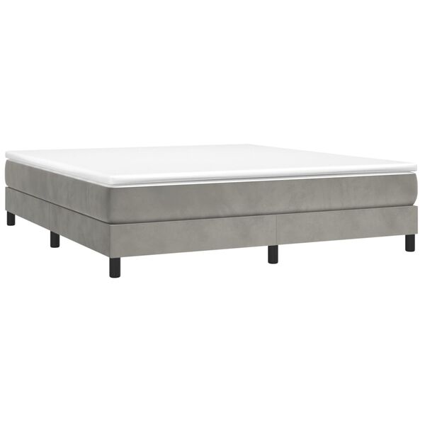 vidaXL Cama box spring con colch&oacute;n terciopelo gris claro 160x200 cm