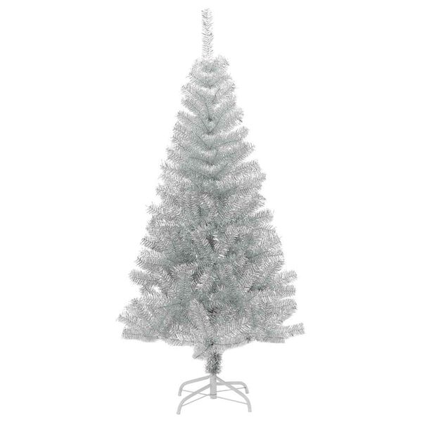 vidaXL Árbol de Navidad artificial con soporte PET plateado 150 cm