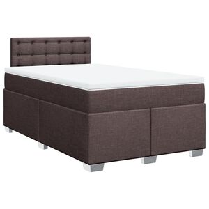 vidaXL Cama box spring con colch&oacute;n tela marr&oacute;n oscuro 120x200 cm
