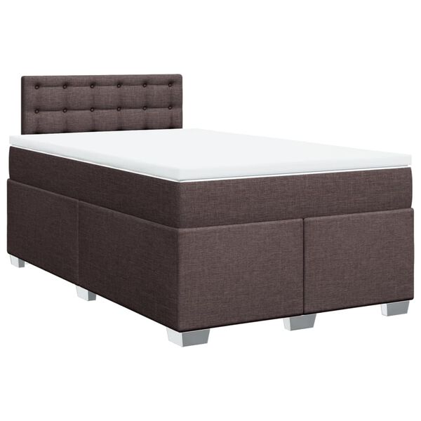 vidaXL Cama box spring con colch&oacute;n tela marr&oacute;n oscuro 120x200 cm