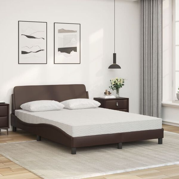 vidaXL Cama con colch&oacute;n Dover cuero sint&eacute;tico marr&oacute;n 120x200 cm