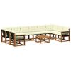 vidaXL Conjunto de sof&aacute;s de exterior con coj&iacute;n 11 pcs Natural y Crema
