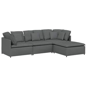 vidaXL Sof&aacute; modular con reposapi&eacute;s y cojines de tela gris oscuro