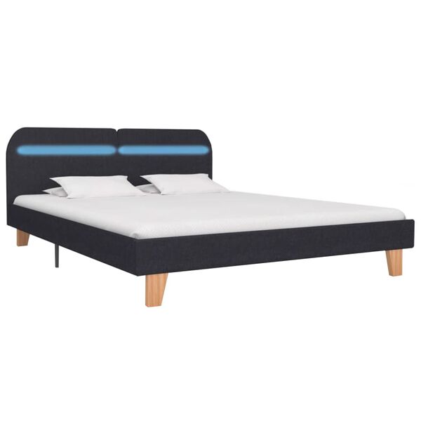 vidaXL Estructura cama con LED sin colch&oacute;n tela gris oscuro 180x200 cm