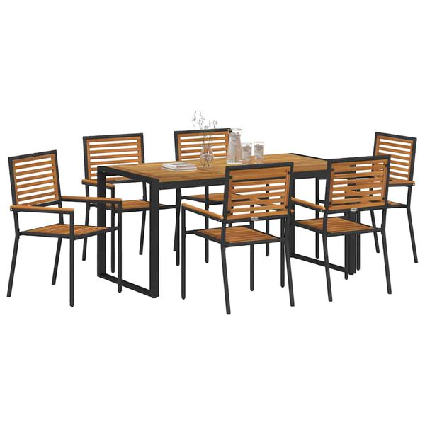 vidaXL Conjunto de Comedor de Jard&iacute;n 7 pcs Negro y Marr&oacute;n