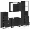 vidaXL Juego de muebles de ba&ntilde;o 4 pzas madera contrachapada negro