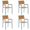 vidaXL Silla Apilable 4 uds. Marr&oacute;n Madera de Acacia S&oacute;lida Apilable