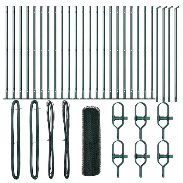 vidaXL Poste de Valla Verde 50 x 0,6 m (malla de 13 mm) Acero y PVC