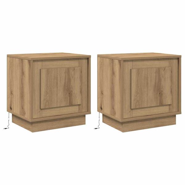 vidaXL Armario de Noche 2 pcs Roble artesanal 44 x 34,5 x 45 cm