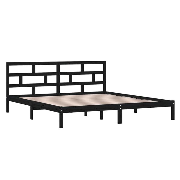 vidaXL Estructura de cama de madera maciza de pino negro 140x190 cm