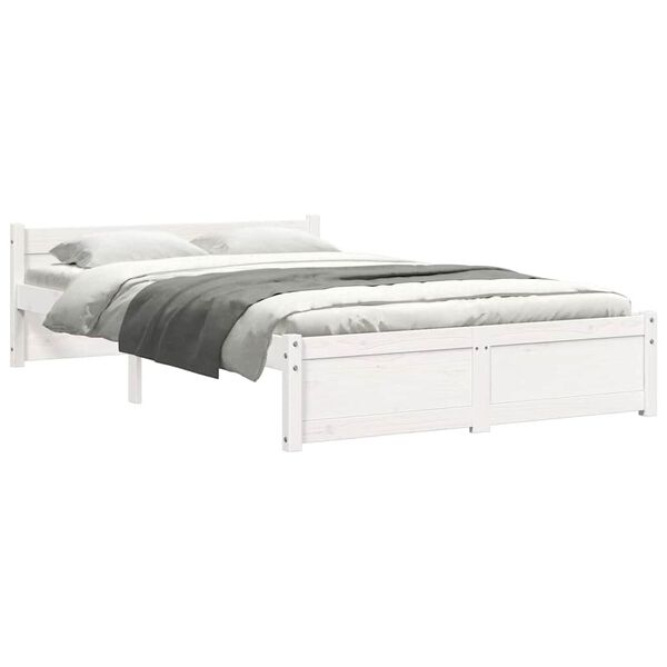 vidaXL Estructura de cama sin colch&oacute;n madera maciza blanco 120x200 cm