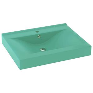 vidaXL Lavabo de lujo con grifo cer&aacute;mica 60x46 cm verde claro