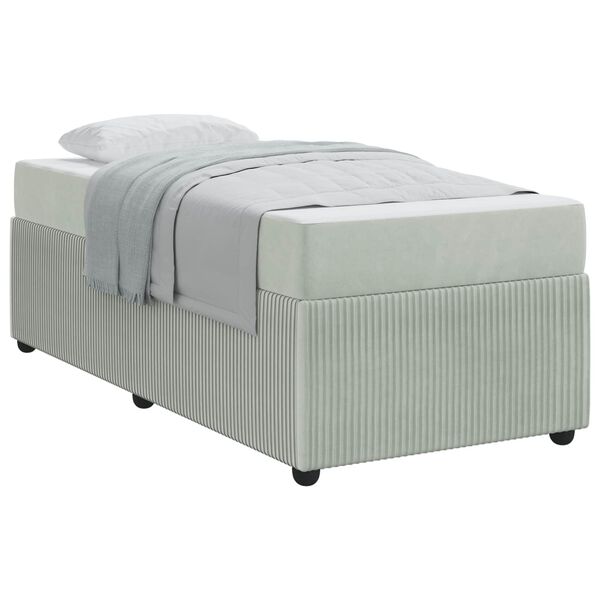 vidaXL Estructura de cama con colch&oacute;n Gris Claro 90 x 200 cm tela