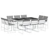vidaXL Juego de comedor de jard&iacute;n 11 pzas con cojines textilene blanco