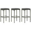 vidaXL Taburetes de cocina con cojines 3 uds rat&aacute;n sint&eacute;tico gris