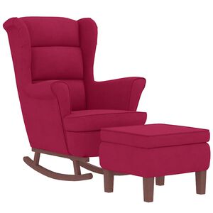 vidaXL Mecedora con respaldo alto de terciopelo y madera maciza