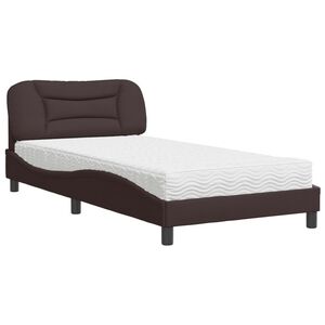 vidaXL Cama con colch&oacute;n Hvar tela marr&oacute;n oscuro 100x200 cm