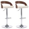 vidaXL Taburetes de cocina 2 uds cuero sint&eacute;tico madera curvada crema