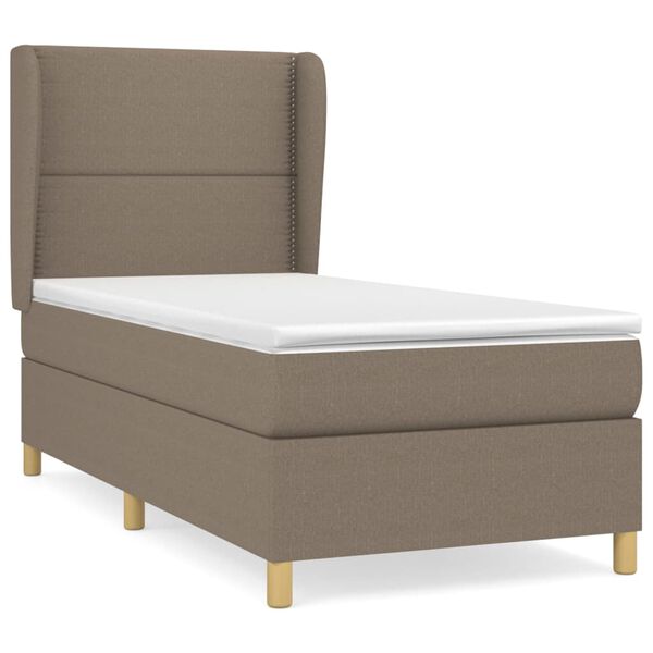vidaXL Cama box spring con colch&oacute;n tela gris taupe 100x200 cm