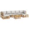 vidaXL Set de muebles de jard&iacute;n 8 piezas bamb&uacute; y cojines gris claro