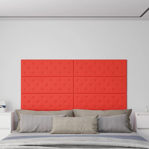 vidaXL Paneles de pared 12 uds cuero sint&eacute;tico rojo 90x30 cm 3,24 m&sup2;