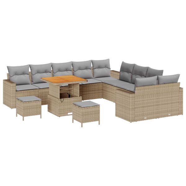 vidaXL Conjunto de sof&aacute;s de jard&iacute;n con coj&iacute;n 17 pcs Beige y Gris Claro