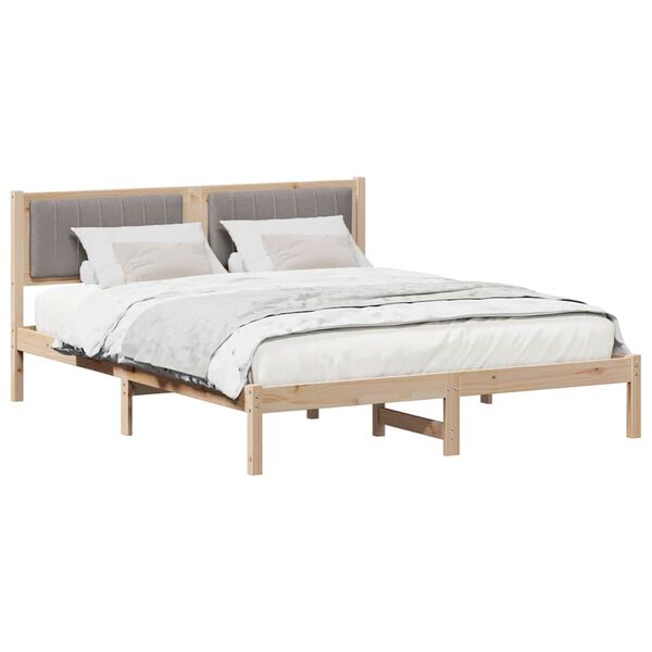 vidaXL Estructura de Cama con Cabecera Tapizada Taup&eacute; 150 x 200 cm
