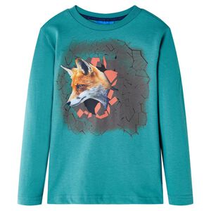 Camiseta infantil de manga larga aguamarina oscuro 104