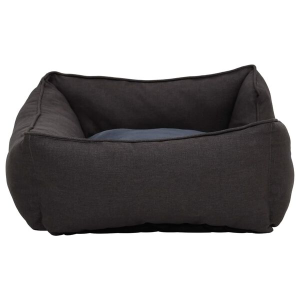 vidaXL Cama de perro felpa apariencia de lino gris oscuro y blanca