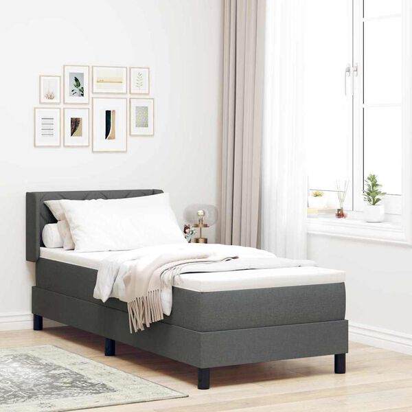 vidaXL Cama tipo Box Spring Gris oscuro 200 x 80 cm Poli&eacute;ster