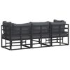 vidaXL Muebles de Exterior con cojín con almohada Negro Aluminio