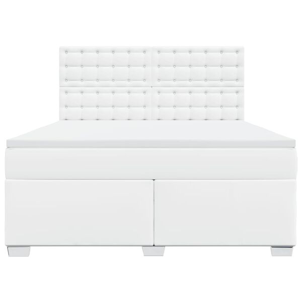 vidaXL Cama box spring con colch&oacute;n cuero sint&eacute;tico blanco 180x200 cm