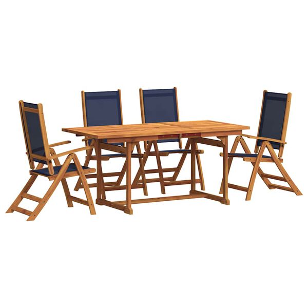 vidaXL Juego comedor de jard&iacute;n 5 pzas madera maciza acacia y textileno