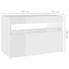 vidaXL Mesita de noche con LED contrachapada blanco brillo 60x35x40 cm