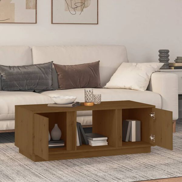 vidaXL Mesa de centro madera maciza de pino marrón miel 110x50x40 cm