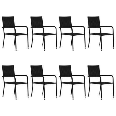 vidaXL Set de muebles de comedor de jardín 9 piezas ratán PE negro