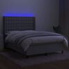 vidaXL Cama box spring colch&oacute;n y luces LED tela gris claro 140x200 cm