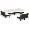 vidaXL Set de muebles de jard&iacute;n 9 pzas y cojines rat&aacute;n sint&eacute;tico negro