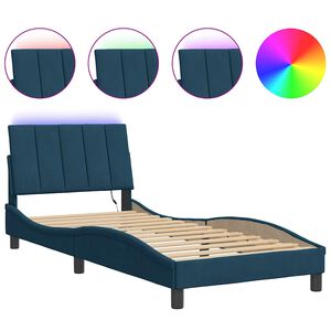 vidaXL Estructura de cama con LED sin colch&oacute;n Hanko terciopelo azul 80x200 cm