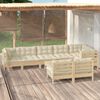 vidaXL Muebles de jard&iacute;n 9 pzas y cojines madera maciza de pino crema