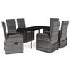 vidaXL Juego de comedor de jard&iacute;n 7 piezas con cojines gris