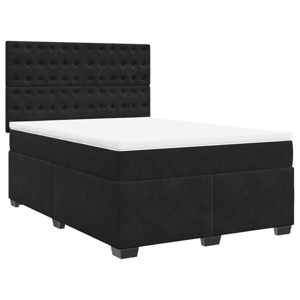 vidaXL Cama box spring con colch&oacute;n terciopelo negro 140x200 cm