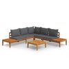 vidaXL Set muebles de jard&iacute;n 4 pzas cojines gris oscuro madera acacia