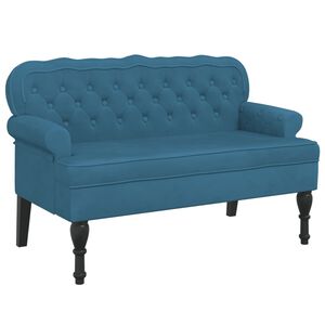 vidaXL Banco con respaldo terciopelo azul 119,5x64,5x75 cm
