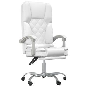 vidaXL Silla de oficina reclinable masaje cuero sint&eacute;tico blanco