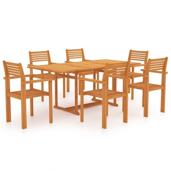 vidaXL Conjunto de comedor de jard&iacute;n 9 piezas madera maciza de teca