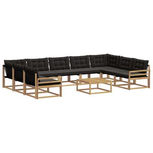 vidaXL Conjunto de sof&aacute;s de exterior con coj&iacute;n 10 pcs Blanco y Negro