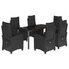vidaXL Set de comedor de jard&iacute;n 7 pzas y cojines rat&aacute;n sint&eacute;tico negro