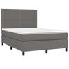 vidaXL Cama box spring con colch&oacute;n cuero sint&eacute;tico gris 140x190 cm