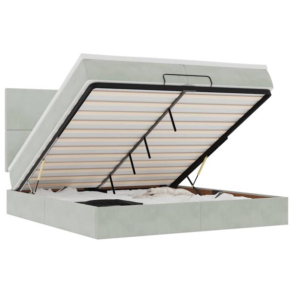 vidaXL Estructura cama otomana colchones terciopelo gris claro